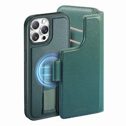 iPhone 12-12 Pro Plånbok med MagSafe-skal & fingerband Grön