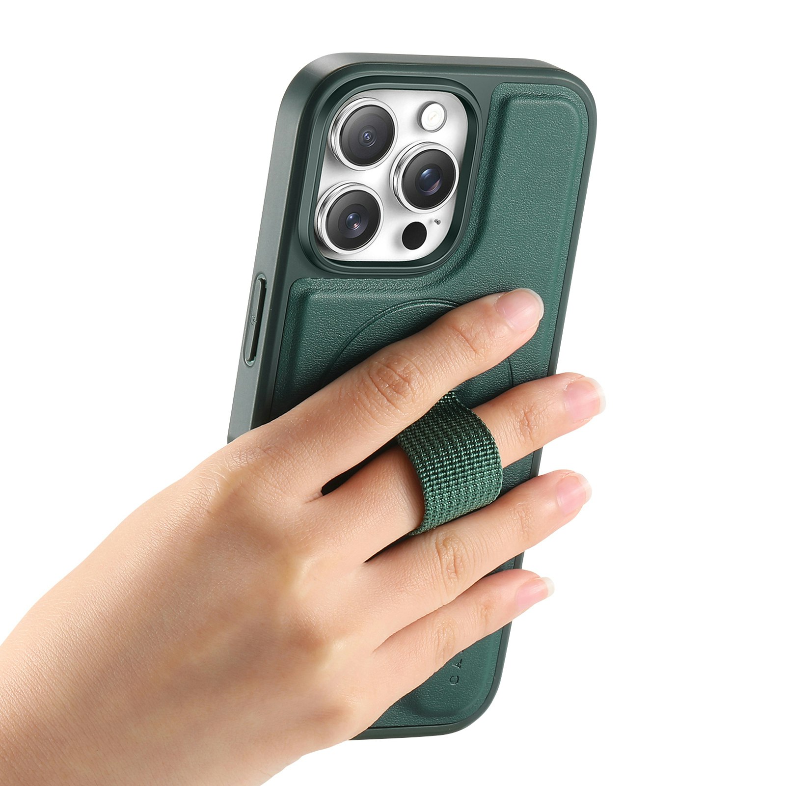 iPhone 16 Pro Plånbok med MagSafe-skal & fingerband Grön