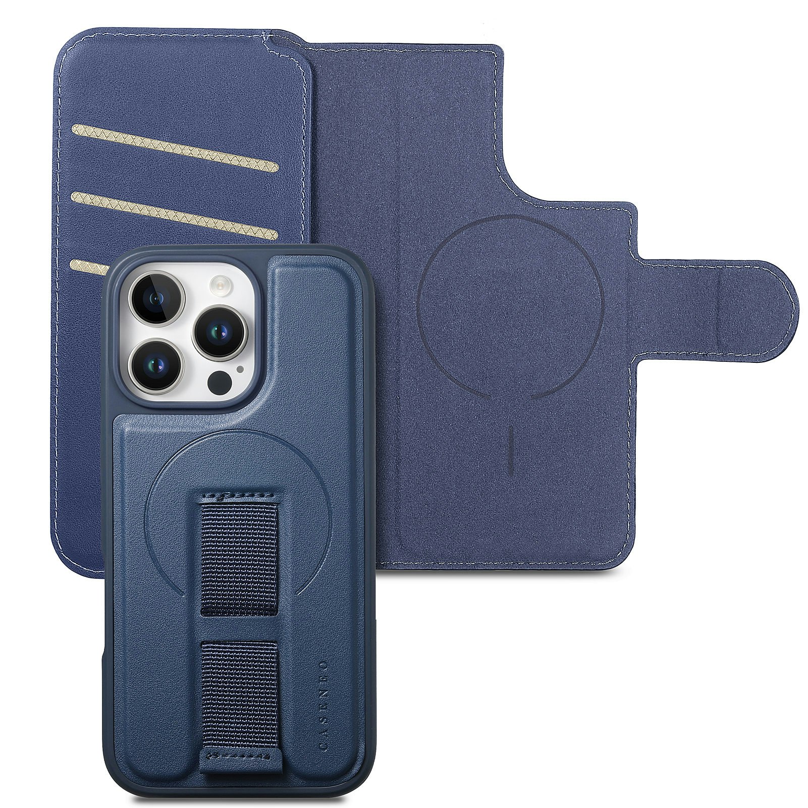 iPhone 16 Pro Plånbok med MagSafe-skal & fingerband Blå