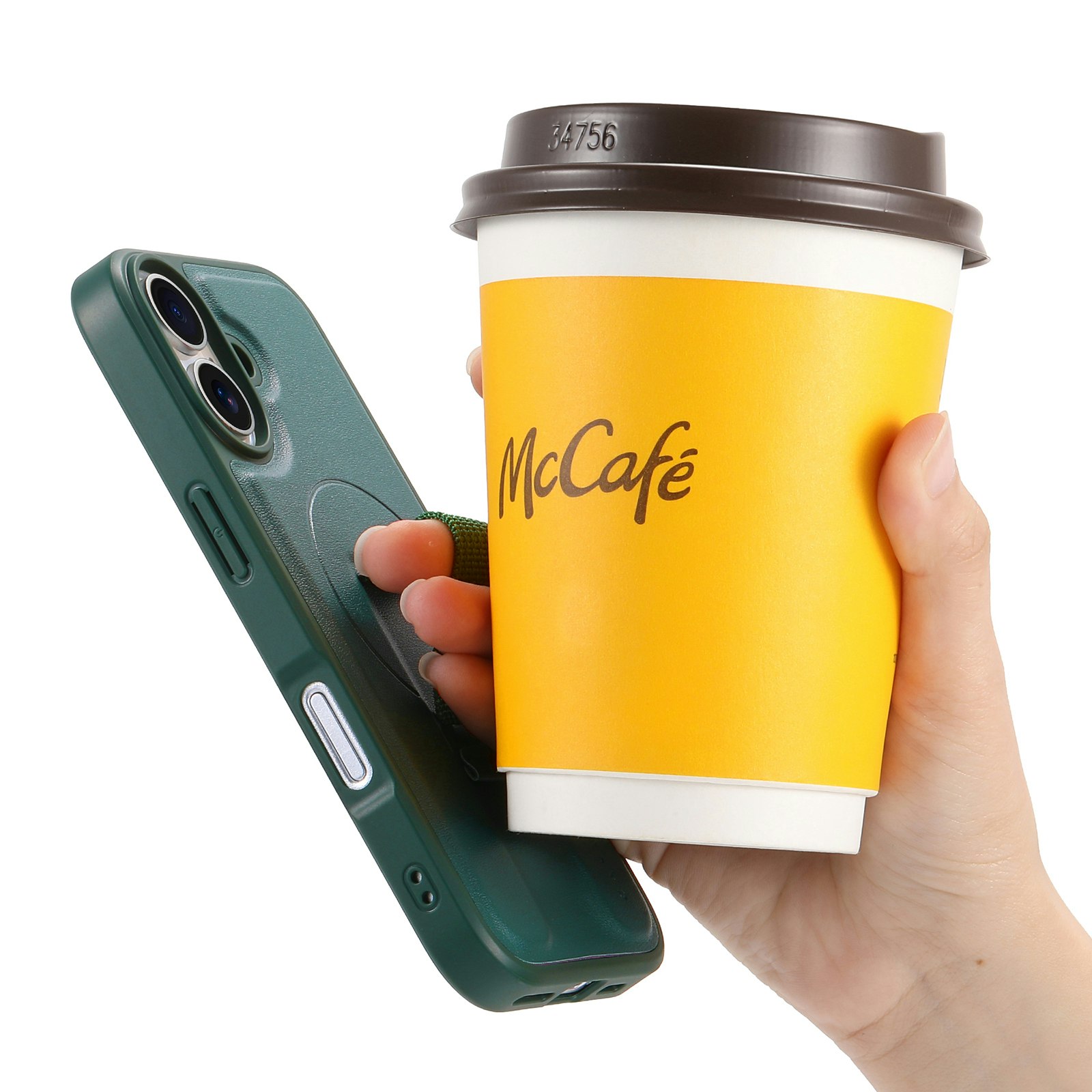 iPhone 16 Plånbok med MagSafe-skal & fingerband Grön