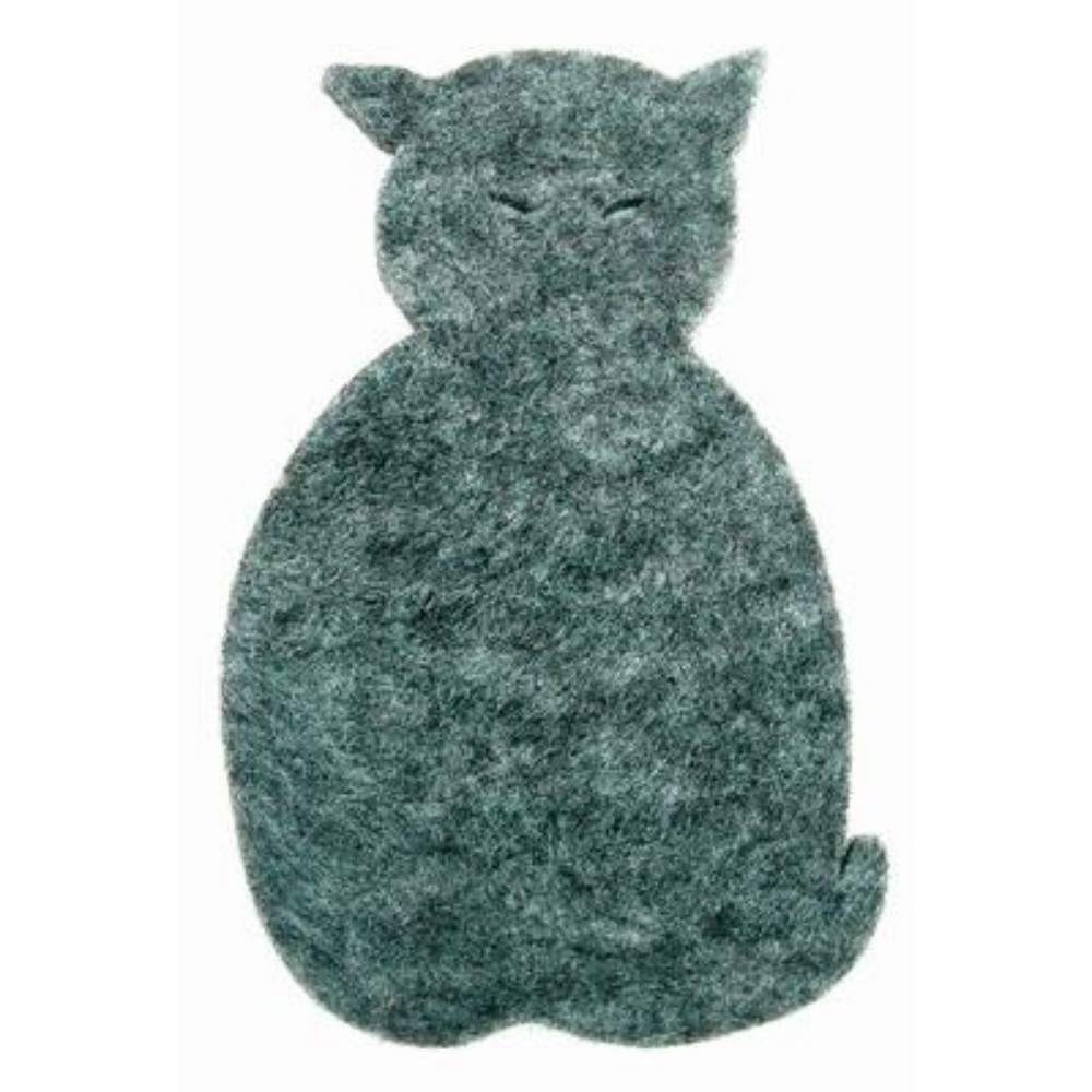 Karottunderlägg tovat fårull väldigt värmetåligt motiv av grå katt