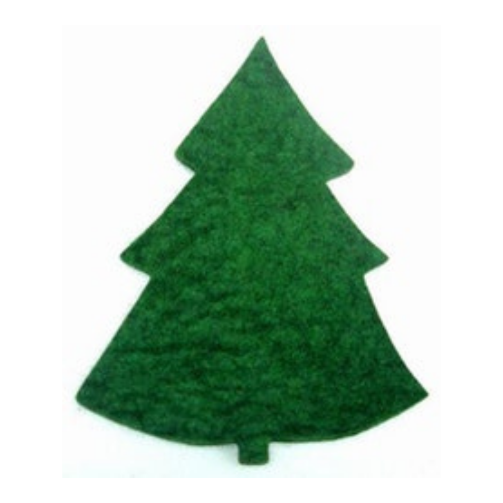 Karottunderlägg tovat fårull väldigt värmetåligt motiv av grön julgran