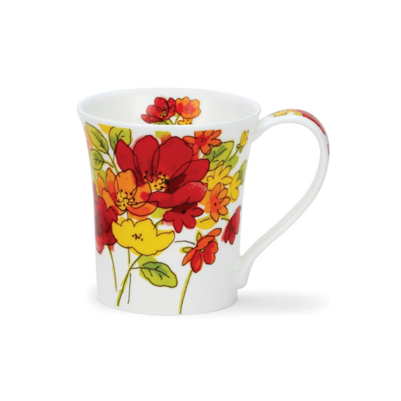 Mugg Benporslin Inky Florals Red (Jura) - Rymmer 2,1 dl