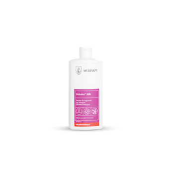 Velodes® Silk - Kirurgisk hånd & overflate desinfisering, eliminerer blant annet Noro virus, etterlater ikke klissete rester på huden, tørker ikke ut huden. Les mer