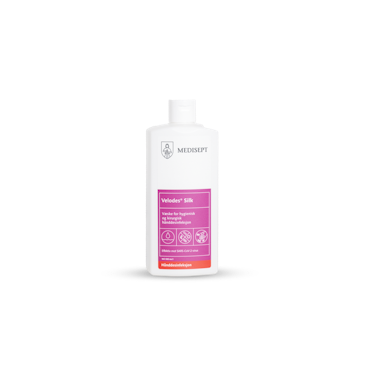 Velodes® Silk - Kirurgisk hånd & overflate desinfisering, eliminerer blant annet Noro virus, etterlater ikke klissete rester på huden, tørker ikke ut huden. Les mer