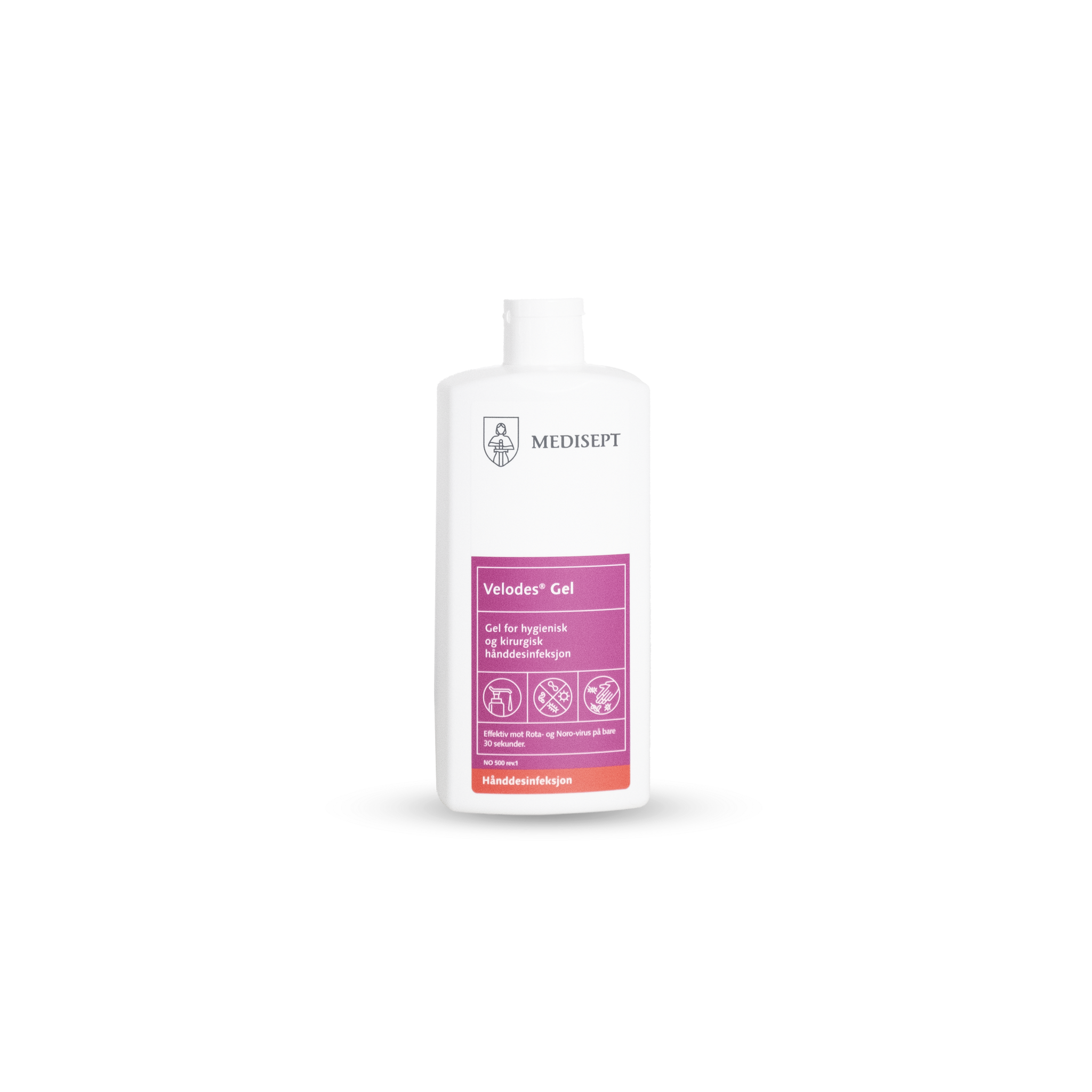Velodes® Gel - Kirurgisk hånd desinfisering, eliminerer blant annet Noro virus,  etterlater ikke klissete rester på huden, tørker ikke ut huden. Les mer
