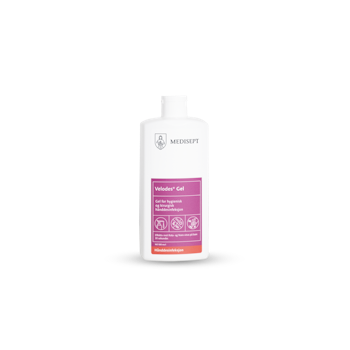Velodes® Gel - Kirurgisk hånd desinfisering, eliminerer blant annet Noro virus,  etterlater ikke klissete rester på huden, tørker ikke ut huden. Les mer