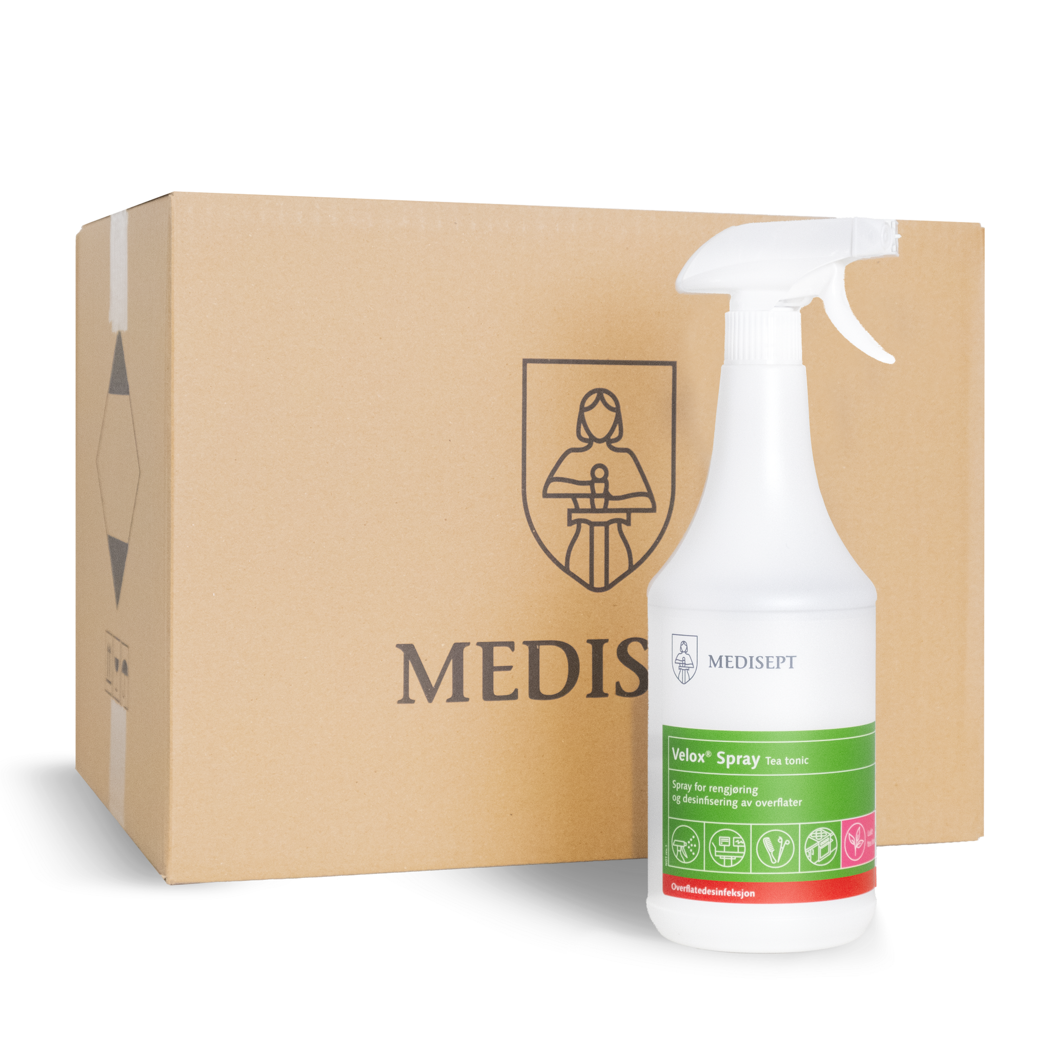 Velox® Spray - Tea Tonic Overflate desinfisering, eliminerer blant annet Noro virus, etterlater seg en behagelig lukt. Les mer