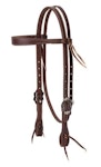 Working Tack Slim Cowboy Browband Headstall with Buffed Brown Iron Hardware