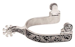 Men's Spurs with Engraved Band and Black Background