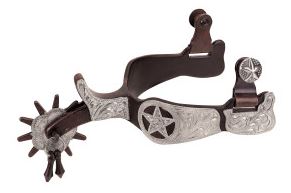 Men's Texas Show Spurs with Engraved German Silver Trim