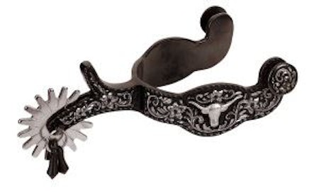 SHOW SPUR,BK STEEL,W/BIG HORN