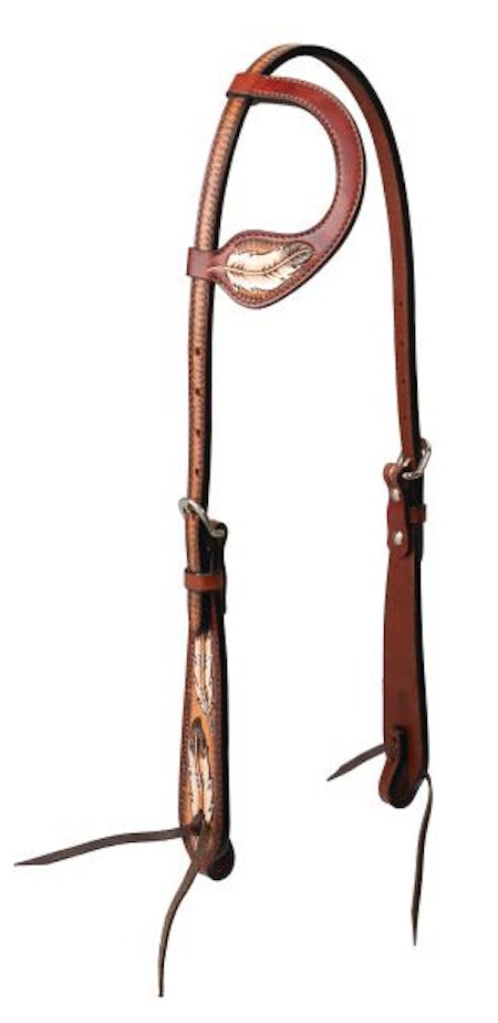 Turquoise Cross Coco Feather 5/8" Sliding Ear Headstall
