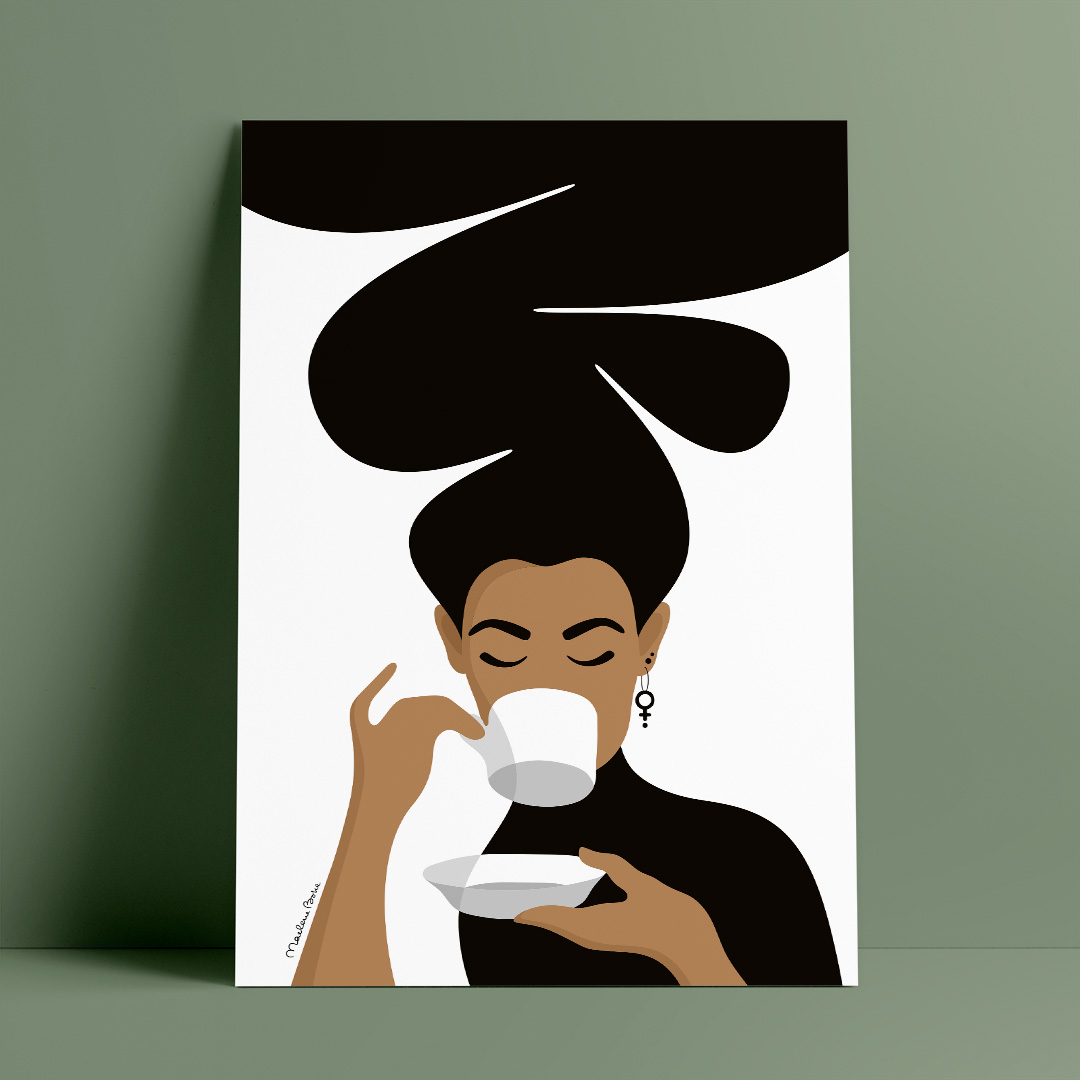 Print / poster med motivet Kaffekvinnan av Marlene Boke.