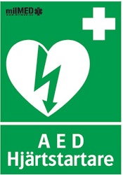 Flaggskylt AED/Hjärtstartare
