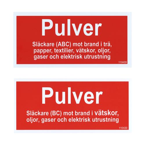 Tilläggsskylt Pulver BC / Pulver ABC