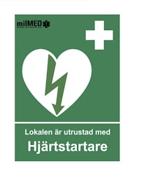Dekal "Lokalen är utrustad med hjärtstartare"