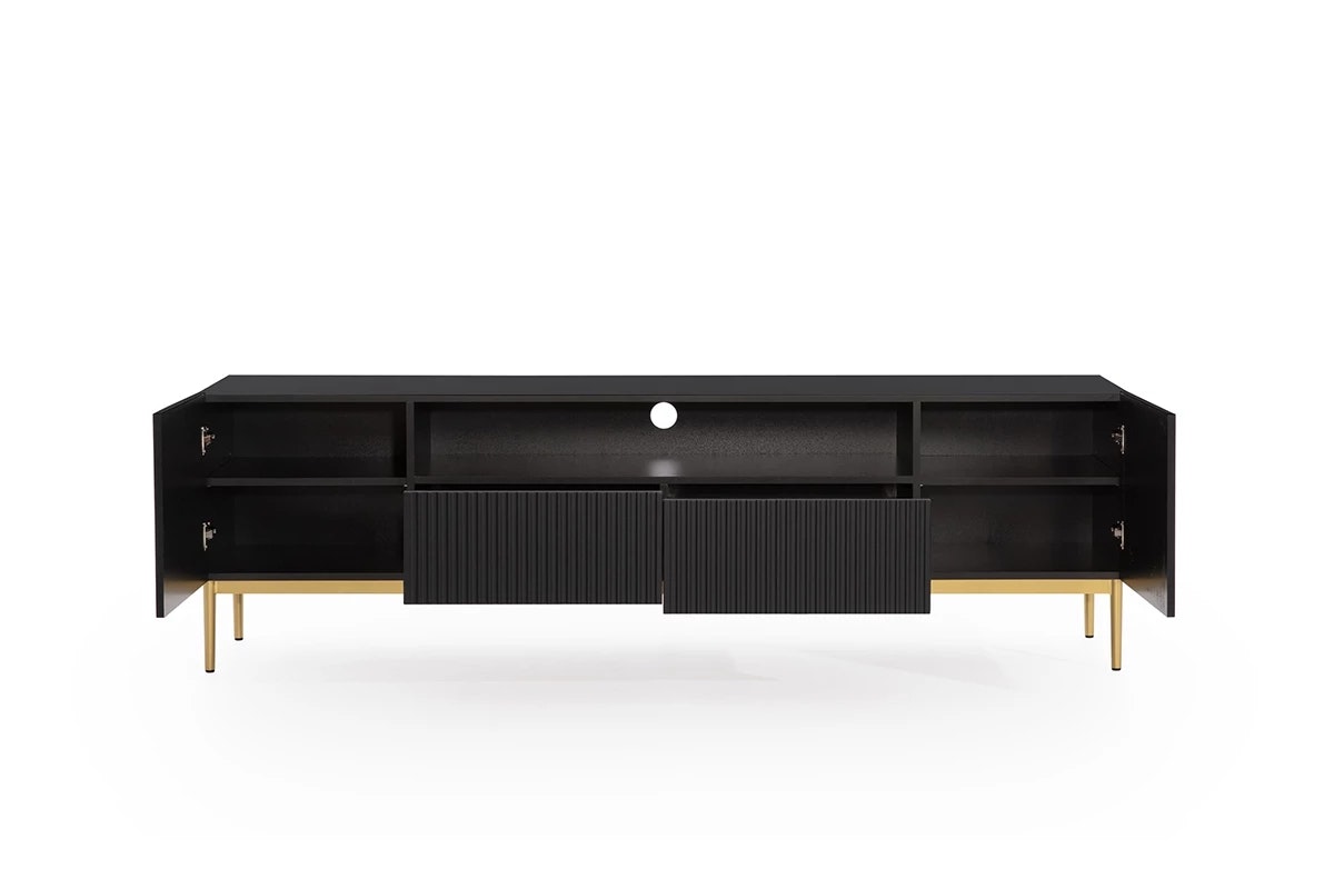 TV-BÄNK TV SKÅP SVART GULD 200cm - Mina Möbler - moderna och exklusiva  möbler för ditt hem.