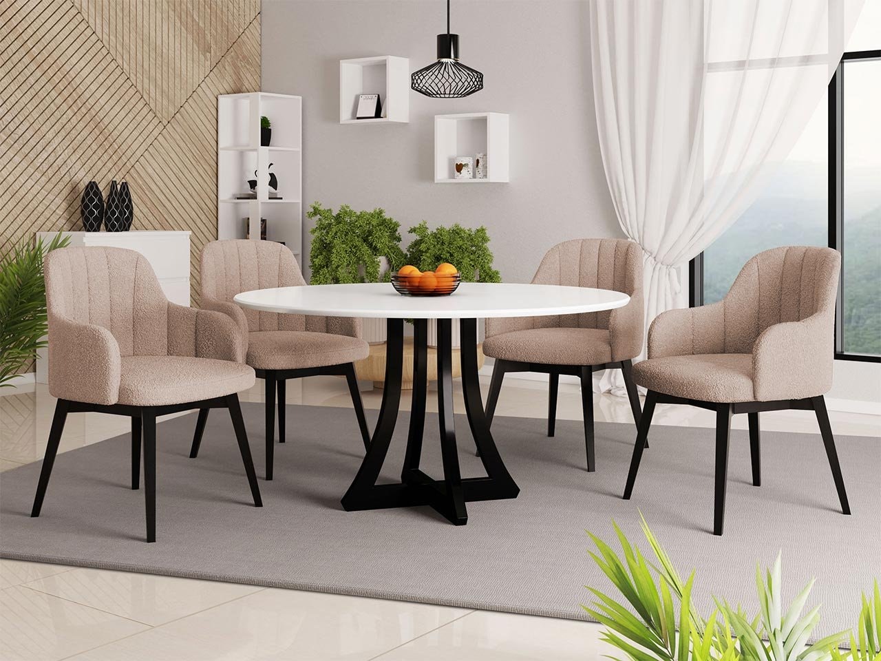 MATGRUPP DAGERTO RUNT BORD 100 CM MED 4 STOLAR ST105 - Mina Möbler -  moderna och exklusiva möbler för ditt hem.