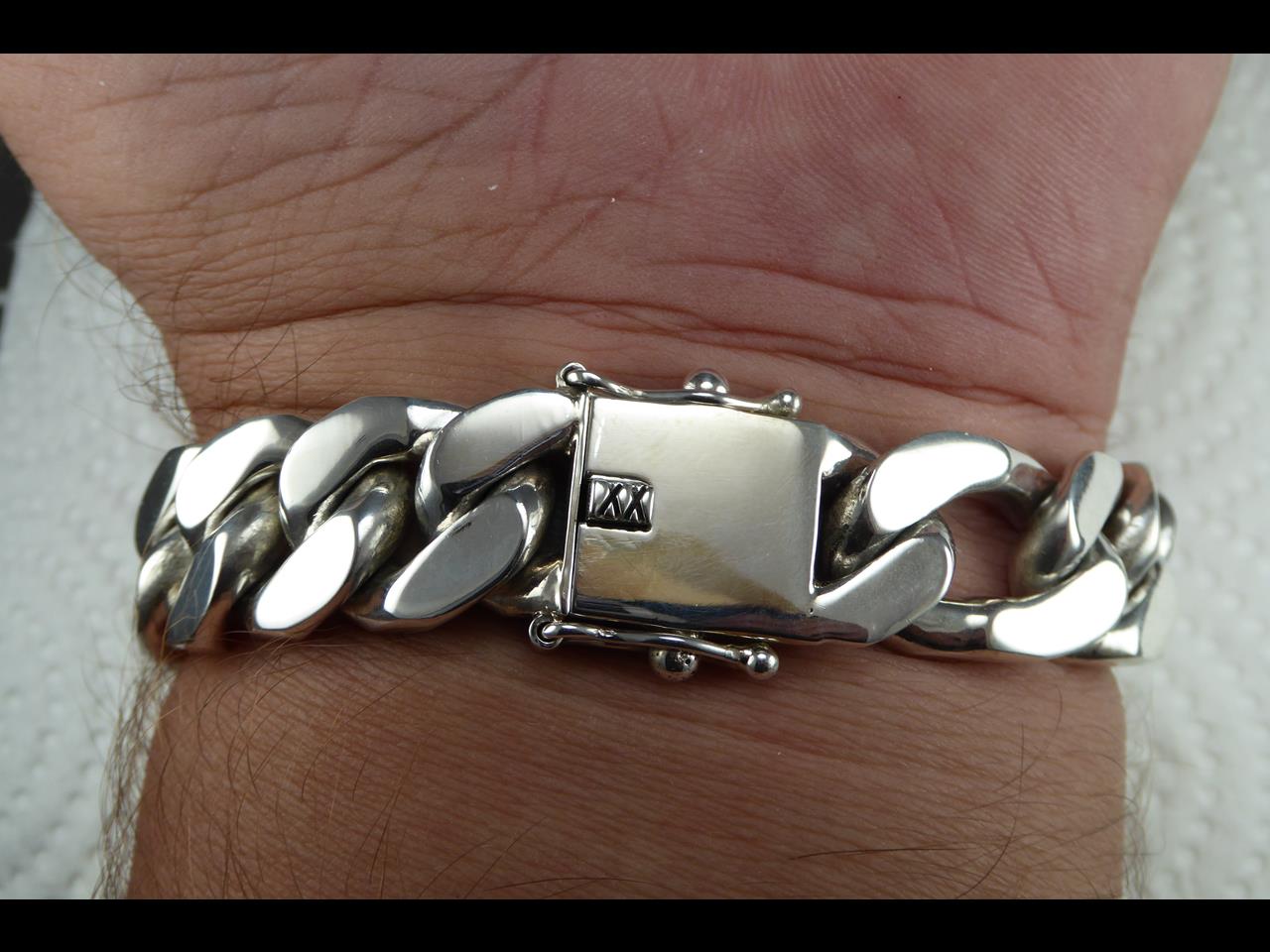 Figarolänk armband 15 mm i 100% solid Sterling Silver. Handsmide.