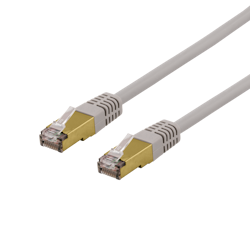 Deltaco S/FTP Cat6a patch kabel, 0,5 m, 500MHz, Delta-sertifisert, LSZH, grå