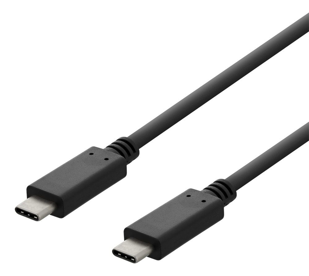 Deltaco USB 2.0 USB-C - USB-C ladekabel, 3A, 3m, svart