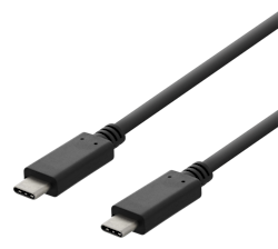 Deltaco USB 2.0 USB-C - USB-C ladekabel, 3A, 3m, svart