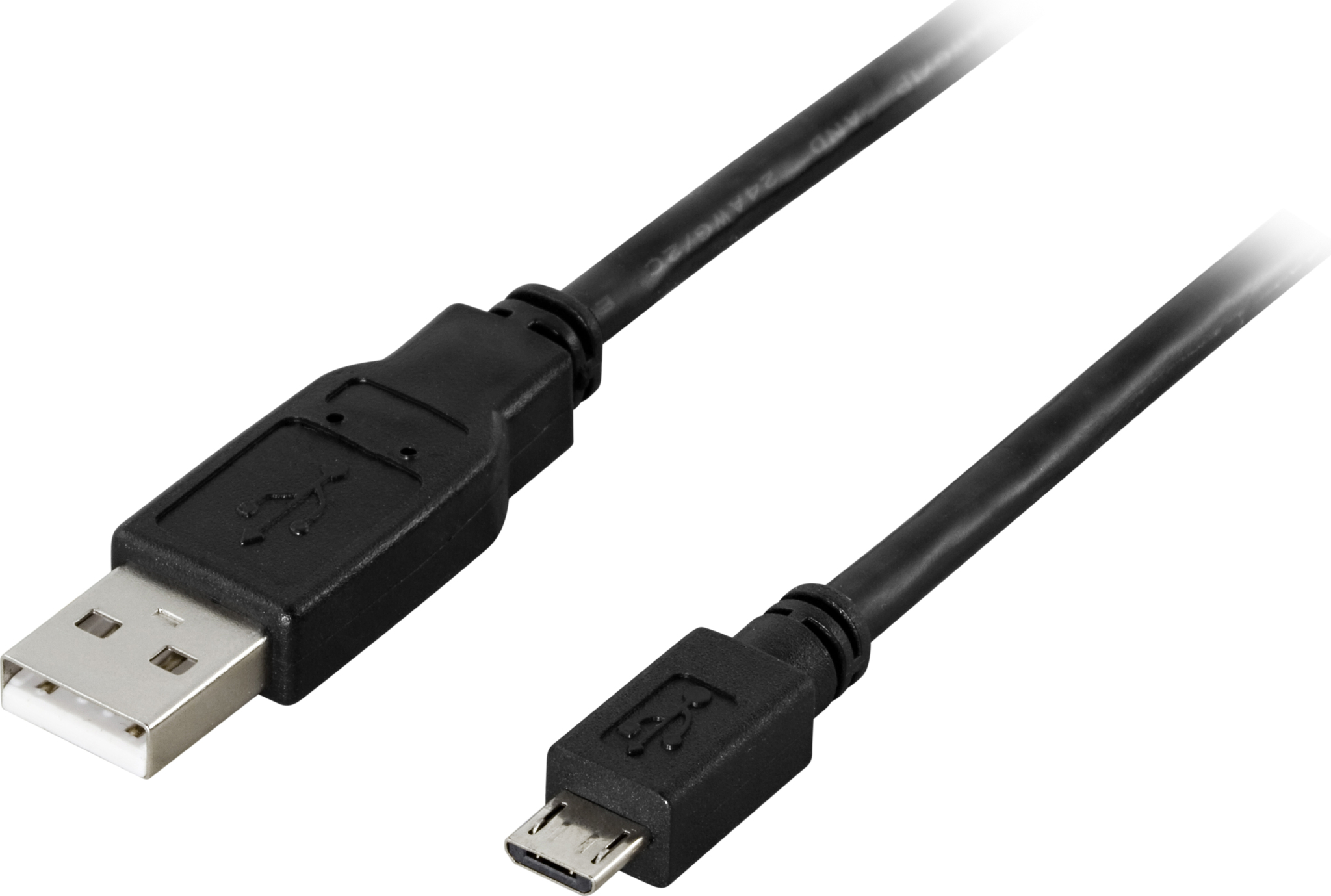 Deltaco USB 2.0 kabel Typ A ha - Typ Micro B ha, 5-pin, 0,5m, svart