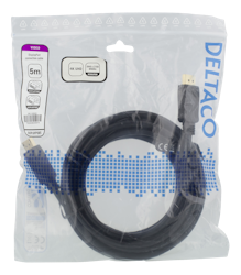 Deltaco DisplayPort cable, 5 m, 4K UHD, DP 1.2, black