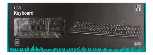 Deltaco Tastatur, nordisk layout, USB, 1,1m kabel, svart, 13 medietaster