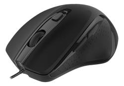 Deltaco Optisk mus, ergonomsk form, gummi sidegrep, 3200 DPI, 6 knapper, svart