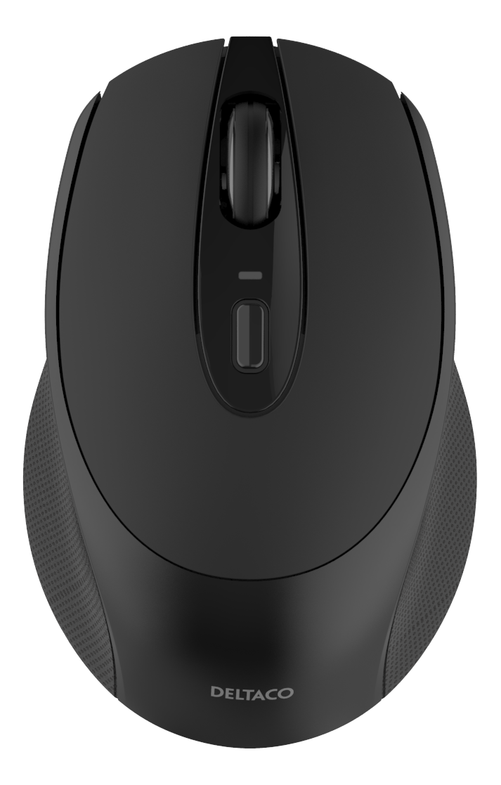 Deltaco Trådløs stille optisk mus, 1600 DPI, USB mottaker, 4 knapper, mørk grå