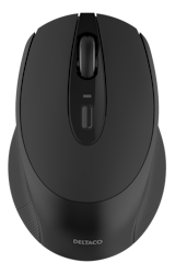 Deltaco Trådløs stille optisk mus, 1600 DPI, USB mottaker, 4 knapper, mørk grå
