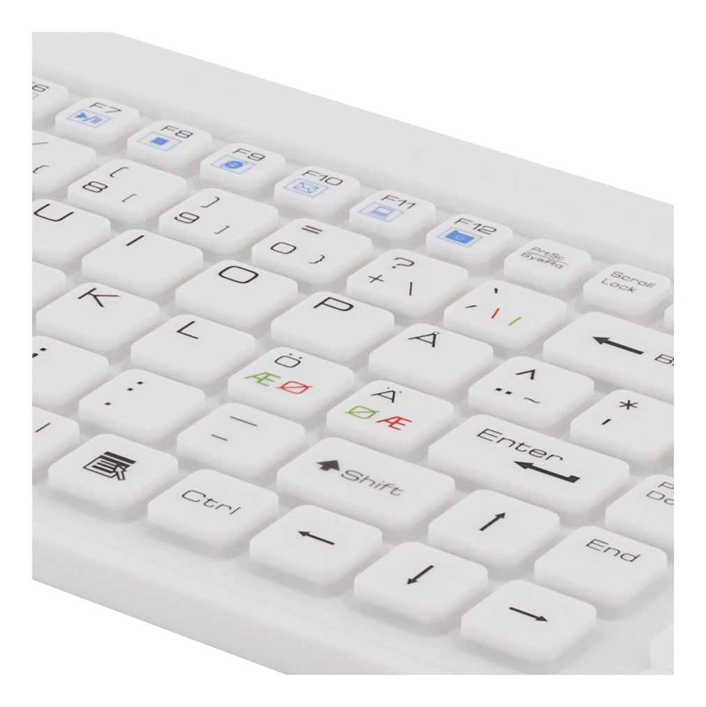 Deltaco Tastatur i silikon med touchpad, IP68, 105 taster + 12  funksjonstaster, hvit - Eivind Aasnes