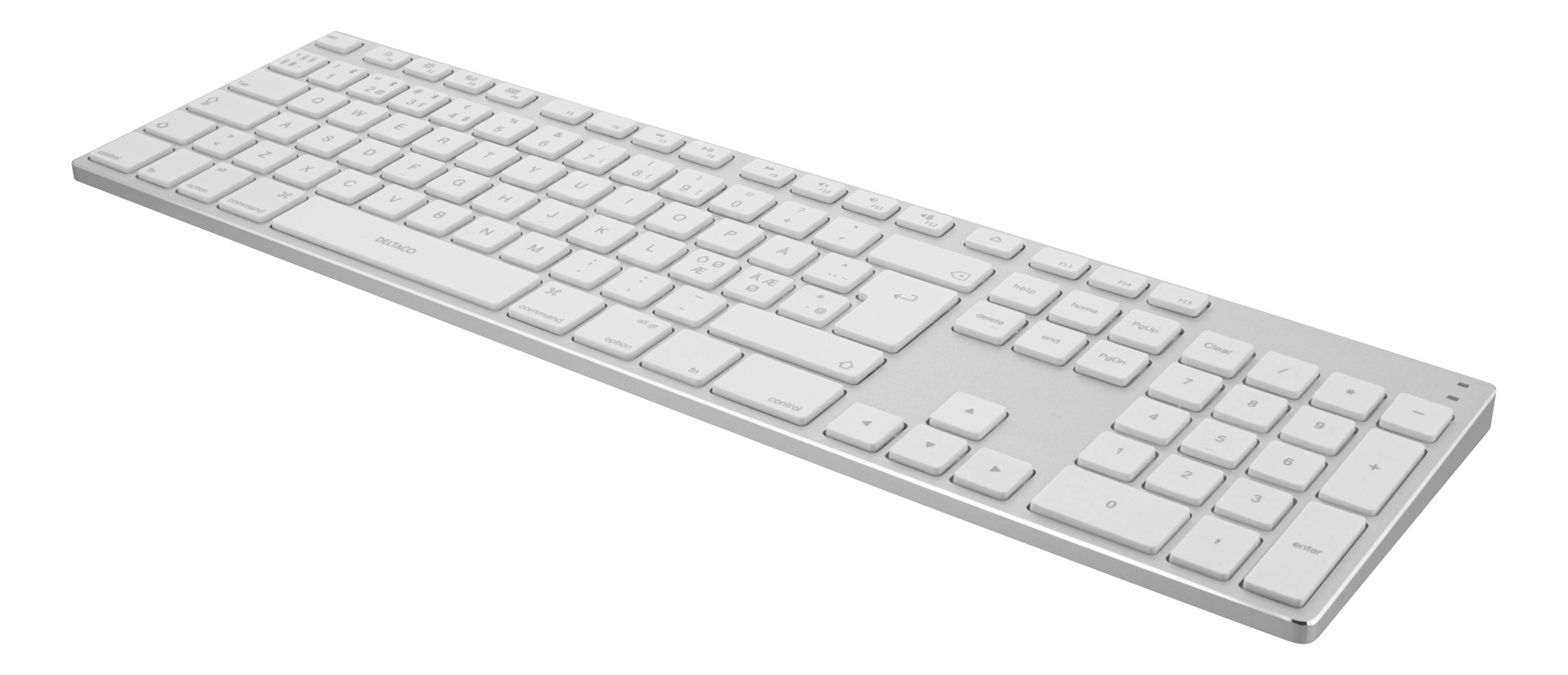Deltaco Fullstørrelse Bluetooth aluminium tastatur, Bluetooth 3.0, innebygd  batteri, Nordisk layout, sølv - Eivind Aasnes