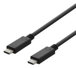 Deltaco USB 2.0 USB-C - USB-C ladekabel, 3A, 2m, svart