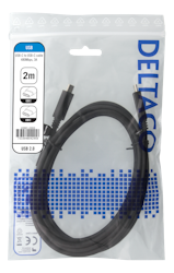 Deltaco USB 2.0 USB-C - USB-C ladekabel, 3A, 2m, svart