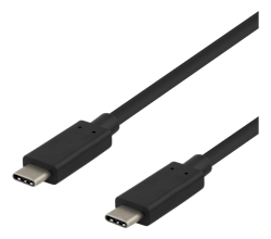 Deltaco USB-C kabel, 0.25m, USB 3.1 Gen 2, 10 Gbps, 60W, svart