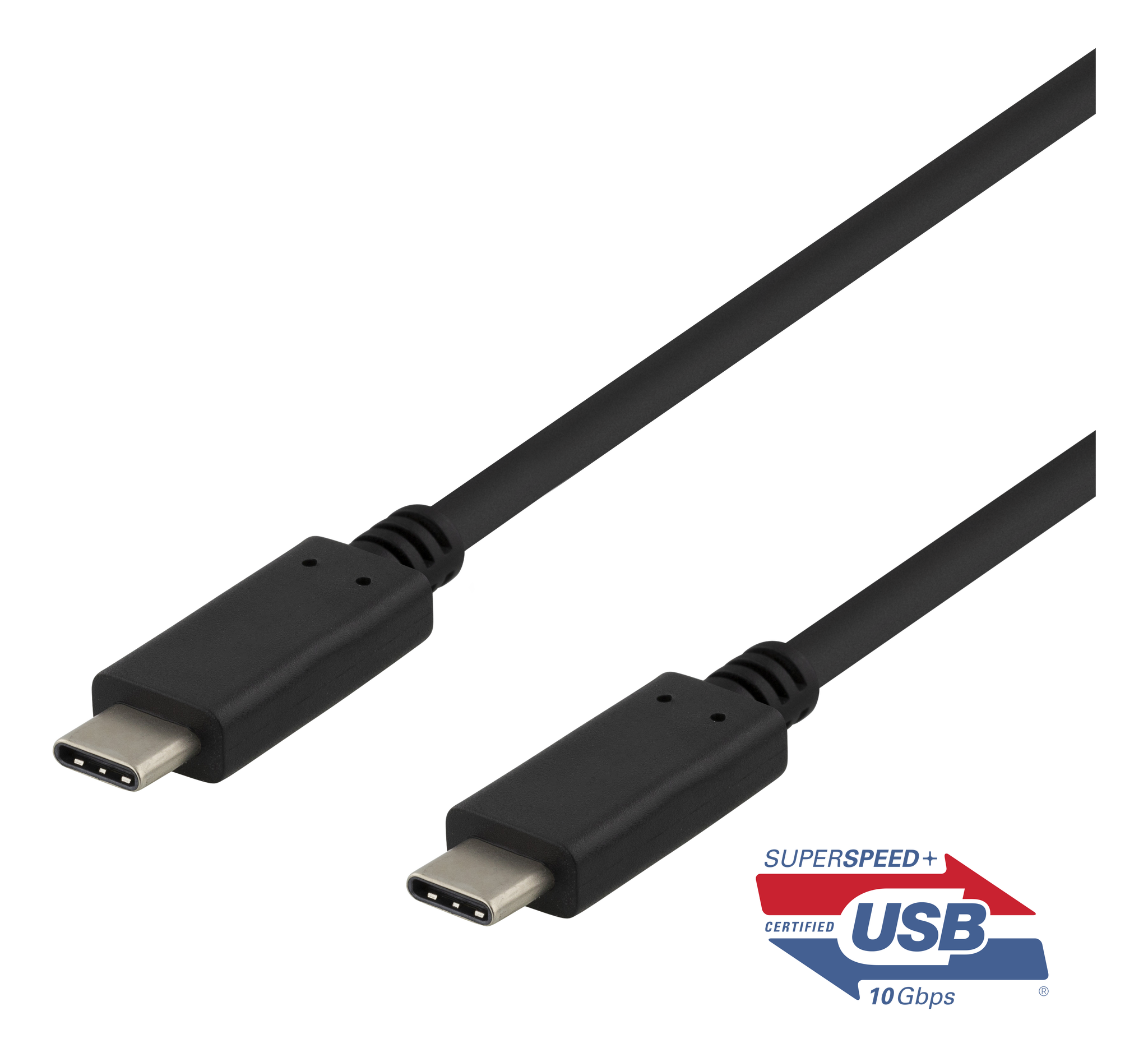 Deltaco USB-C til USB-C kabel, 1m, 10Gbps, 100W 5A, USB 3.1 Gen 2, E-Market, svart