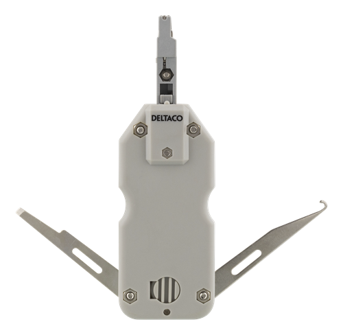 Deltaco Compact network cable punchdown tool, Krone LSA, hook and screwdriver, white