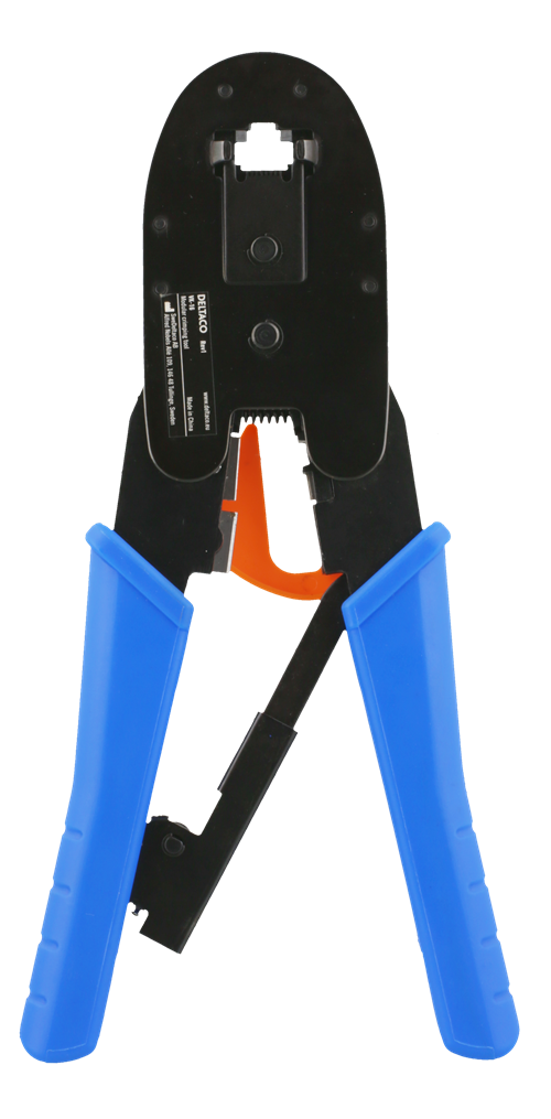 Deltaco Modularverktøy for 4/6/8-pin med avbiter/skreller, metall/plast, blå/svart/oransje