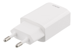 Deltaco wall charger 100-240 V to 5 V USB, 2.4 A, 12 W, 1x USB-A port, white bag, white