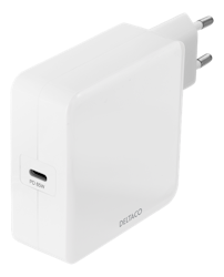 Deltaco USB-C PD wall charger, 65 W, white