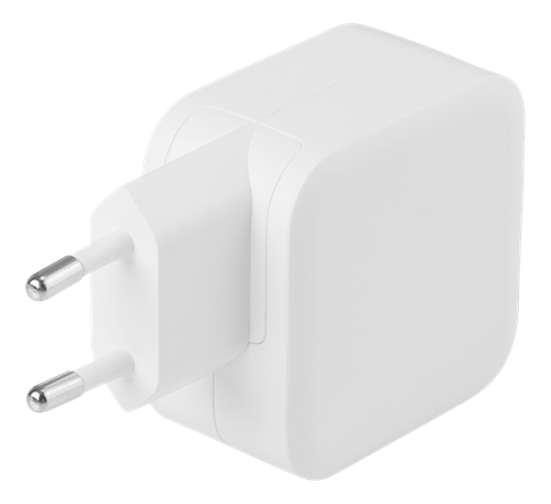 Deltaco USB-C wall charger 60 W with PD and GaN technology, white