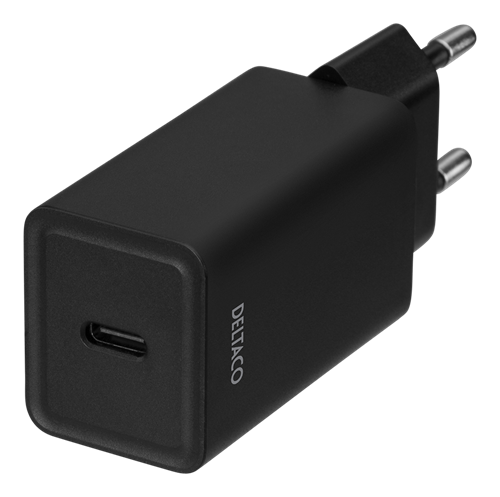 Deltaco USB-C wall charger with PD, 5 V/3 A, 18 W, black