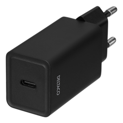 Deltaco USB-C wall charger with PD, 5 V/3 A, 18 W, black