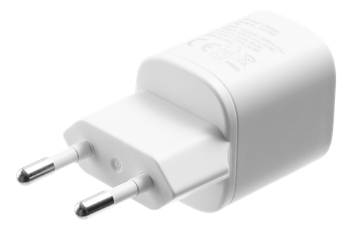 Deltaco USB wall charger with USB-A to Lightning cable, 1 m, white