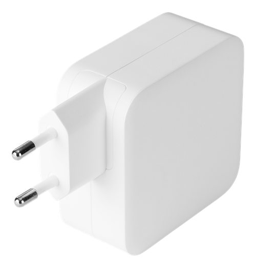 Deltaco USB-C wall charger with dual USB-C ports PD and GaN technology, 100 W, white