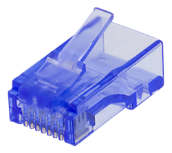 Deltaco RJ45 connector for patch cable, Cat6, UTP (unshielded), 20-pack, trasparent, blue