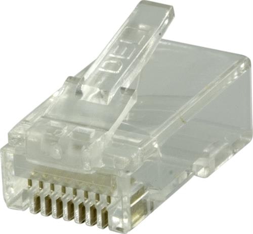 Deltaco RJ45 kontakt for patchkabel, Cat6 UTP, 2-delt, 20-pack